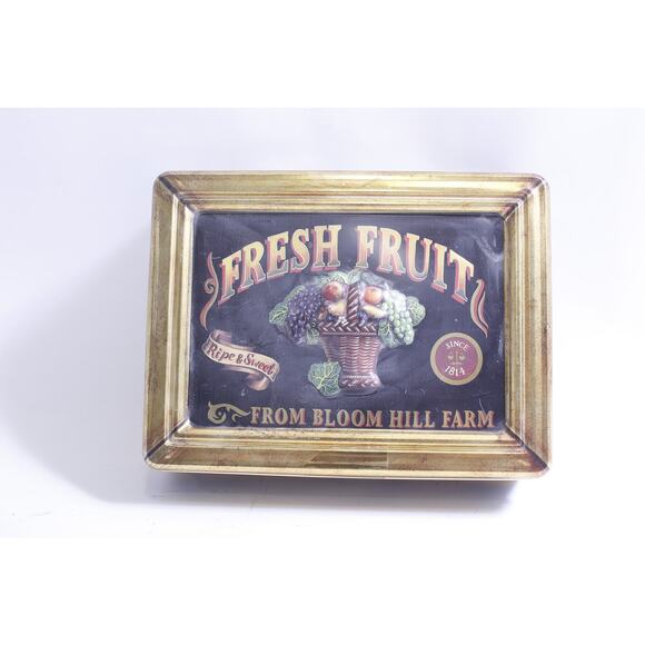 Fresh Fruit from Bloom Hill Farm, Tin, Box, 9 1/2", Container, Kitchen, Decor - Picture 1 of 4